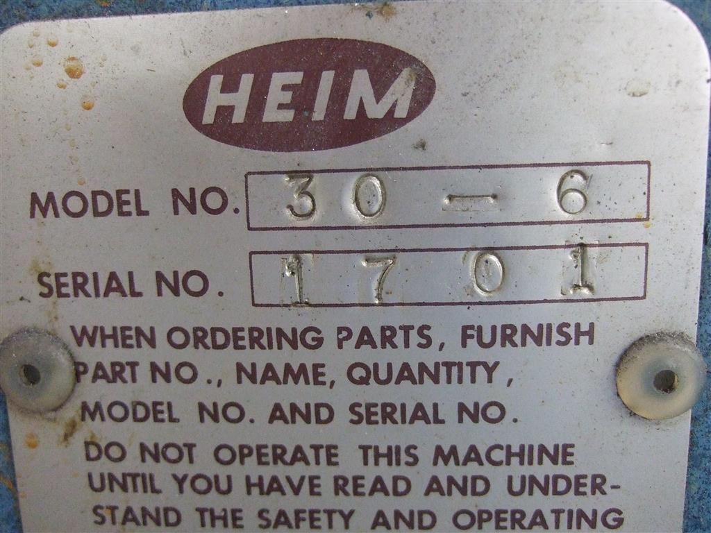 Heim 30-6 Mechanical Press Brake, Machine ID: 7332